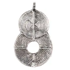 The Bead Chest Silver Rising Sun Baule Pendant (56x32mm): African Tribal Metal Pendant for DIY Jewelry and Necklace