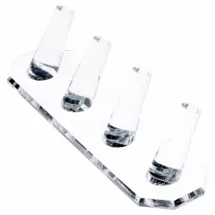 Plymor Clear Acrylic Ring Finger Display, Four, 6.875" W x 2" D x 1.75" H