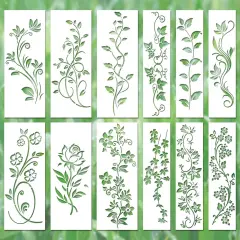 12pcs Leaf Vine Stencils, Leaves & Flower Stencil