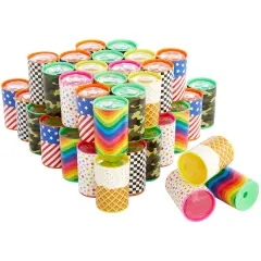48 Mini Kaleidoscope Style Prism Toys for Kids Ages 4-14 - Bulk Birthday Classroom Rewards, Retro-Style Colorful Tubes (6 Designs, 1.7x1.1 In)