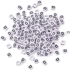 300Pcs Cube White Acrylic Letter Beads 6x6mm Letter D Alphabet Beads for DIY Bracelet Necklace Jewelry Making