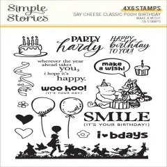 Say Cheese Classic Pooh Birthday Photopolymer Stamps-Make A Wish