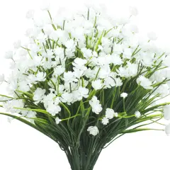 8 Bundles Artificial Outdoors Flowers (White-Daffodil)