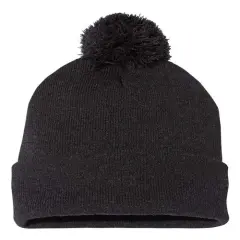 Sportsman&reg; Pom Pom Cuffed Beanie Warm Stylish & Fun Heather Charcoal