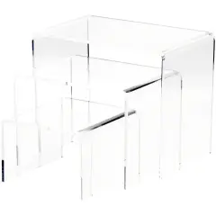 Plymor Clear Acrylic Rectangular Display Risers, 6" Deep Assortment, Set of 3 (1/4" thick)