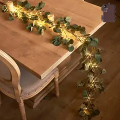6FT 96 LED Fairy Lights Lighted Eucalyptus Christmas Garland