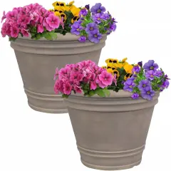 20 in Franklin Dual-Wall Polyresin Planter - Beige - Set of 2