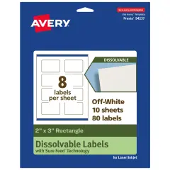 Avery Dissolvable Labels, 2" x 3" Rectangle