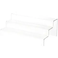 Plymor Clear Acrylic 3-Step Solid Back Display Stairs, 6" H x 16" W x 9.5" D