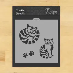 Striped Cat Cookie & Craft Stencil | CM029 by Designer Stencils | Stencils for Royal Icing, Airbrush, Dusting Powder |