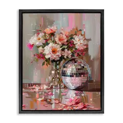 Stupell Industries Disco Ball & Flowers Still Life Floating Frame Design by Arlington Prints