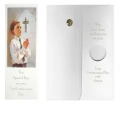 Roman Club Pack of 24 Boy First Communion Day Gift Card & Cross Pin #40118 Multicolor