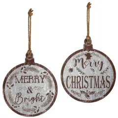 Northlight Merry Christmas and Merry and Bright Wall Signs - 14" - Gray and Brown - Set of 2