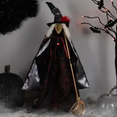 Northlight Spooky Witch with Broom Halloween Figure - 18" Black