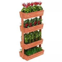 4 Tier Vertical Raised Garden Bed Elevated Wood Horticulture Planter Box w/ Legs