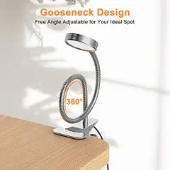 Clip on Light/Reading Light/Book Light Color Changeable/Night Light Clip on for Desk, Bed Headboard and Computers (Silver)