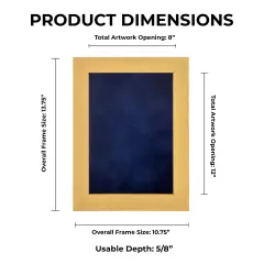 Classic Natural Wood Shadow Box Frame with Acrylic Front - Navy Blue Suede Backing, 30 Sizes