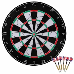 18'' Dart Board Dartboard Set Sports Game Sisal Bristle with 6 Steeltip Darts