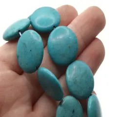 22 20mm Synthetic Turquoise Blue Coin Gemstone Beads