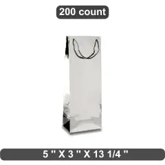 Metallic Paper Wine Bottle Euro Tote Bag 5" x 3" x 13 1/4" Stylish & Durable