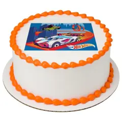 Hot Wheels Race to Win! PhotoCake&reg; Edible Cake Topper Icing Image for 6 inch Round cake or larger