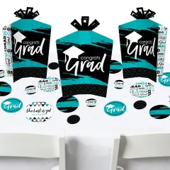 Big Dot of Happiness Teal Grad - Best is Yet to Come - 2025 Turquoise Graduation Party Decor and Confetti - Terrific Table Centerpiece Kit - Set of 30