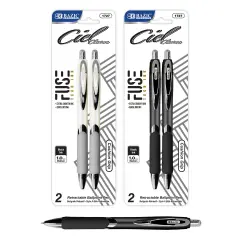 BAZIC Ciel Chroma FUSE Tech Ink Retractable Pen w/ Rubberized Barrel & Metal Clip (2/Pack)