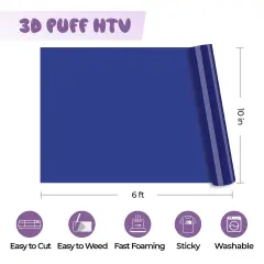 Puff Heat Transfer Vinyl Navy 6ft