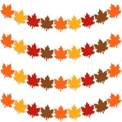 4Pcs Fall Felt Garland 4 Colors Maple Leaf