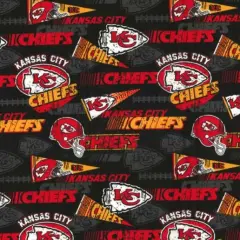 Licensed NFL Kansas City Chiefs Retro Cotton Black 70112 Fabric by the Yard