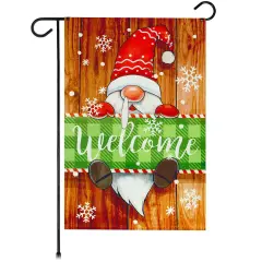 G128 Christmas Welcome Gnome Garden Flag 12x18 In Double Sided Christmas Yard Garden Lawn Decoration