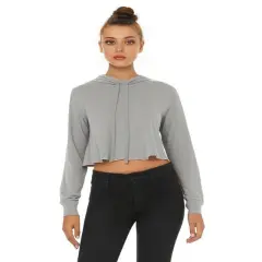 Bella + Canvas&reg; Women&rsquo;s Cropped Hooded Long Sleeve Top Athletic Grey Trible