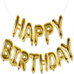 Gold Happy Birthday Balloons Banner | Letter Balloon Sign