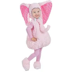 Toddler Pink Elephant Costume Plush Swirl Fur Body and Hood