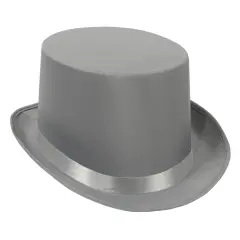6 Pack Bulk Satin Sleek Top Hat - gray