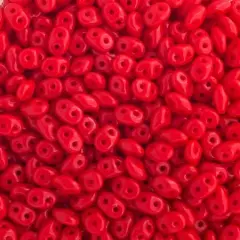 Matubo 2-Hole Czech Glass Opaque Superduo Beads, 100g Opaque Coral Red