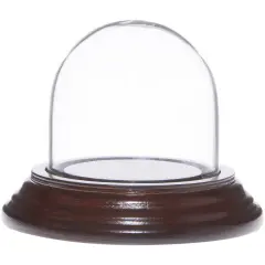 Plymor 1.875" x 1.875" Mini Glass Display Dome Cloche Dark Mahogany Veneer
