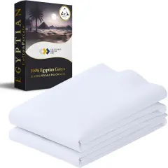 Luxury 100% Egyptian Cotton Pillow Cases King Size Set of 2 - Crisp Percale, Soft & Breathable Cotton Pillow Covers - White