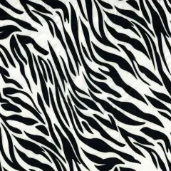 1 Yard Satin Stretch Zebra Animal Print Fabric, 58&Prime; Wide Polyester Spandex Blend IVORY/BLACK