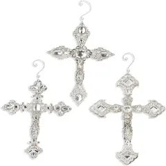 10" Two-Sided Cross Ornaments with Rhinestones &ndash; Elegant Christmas Decorations