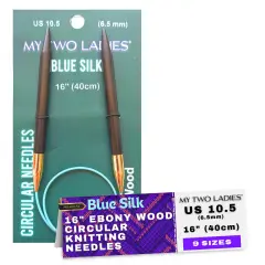 Blue Silk | 16" Circular Knitting Needles | Ebony | 9 Sizes