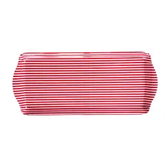 Holiday/Christmas Red Stripe Melamine Tray Festive Serving Platter for Snacks, Appetizers & Desserts
