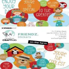 Studio Light Friendz CCL Sticker Paper Pad 4.13"X5.82"15/Pkg-Nr. 38, On The Farm