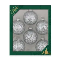 Silver Spangle 2 5/8" (67mm) Glass Ball Ornaments - Set of 6