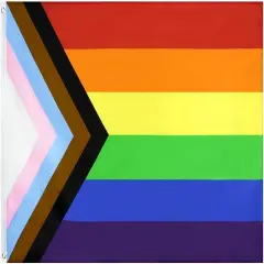 Progress Pride Flag 3x5 Fts - LGBT Community Support Gay Pride Rainbow Banner