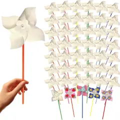 4E's Novelty 24 Pack DIY Pinwheels Craft for Kids, Bulk Summer Pinwheel Craft Kit, Color Your Own Paper Windmill for Pinwheels for Kids July 4 Party, Bulk Pinwheel for Spring Art and Creativity