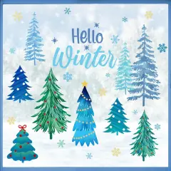 Hello Winter Pine Tree Window Clings - 4 Sheets