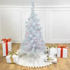 Northlight Pre-Lit Medium Rockport White Pine Artificial Christmas Tree - 3' - Purple Lights