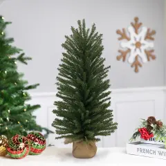 Northlight Traditional Scottsdale Mini Pine Artificial Christmas Tree with Burlap Base - 18" - , Unlit Green