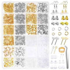 Earring Making Kit with Earring Hooks Findings, Earring Backs Posts, Jump Rings for Jewelry Making Supplies, 2320Pcs